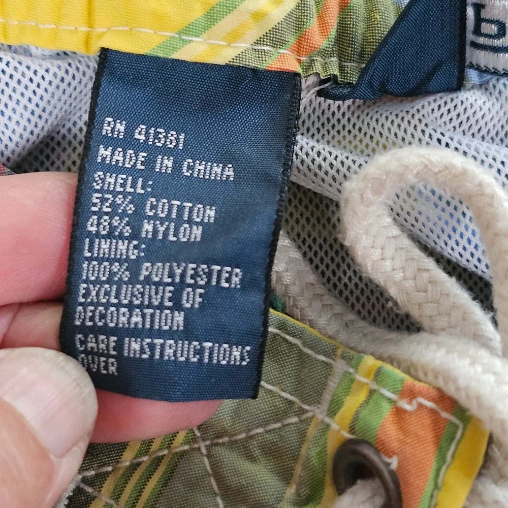 Polo Ralph Lauren Men XXL Yellow Plaid Swim Trunks Board Shorts Mesh Lined Cargo